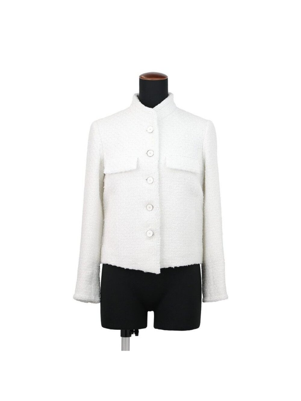 Chanel Jacket CC Logo Tweed Outer White 34